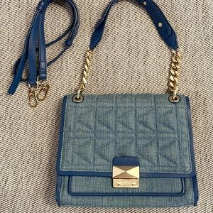 Karl Lagergeld k/kuilted handbag blue denim
